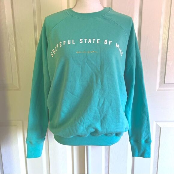 Spiritual Gangster Grateful State of Mind Crewneck Sweatshirt Teal Small NWOT - Picture 1 of 4